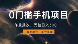 0门槛手机项目，作业批改，无脑日入300+，多劳多得，有手就行-天韵资源网