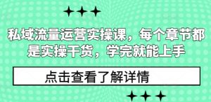 私域流量运营实操课，每个章节都是实操干货，学完就能上手-天韵资源网
