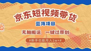 京东短视频带货 2025新风口 批量搬运 单号月入过万 上不封顶-天韵资源网