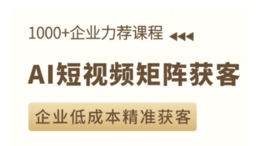 AI短视频矩阵获客实操课，企业低成本精准获客-天韵资源网