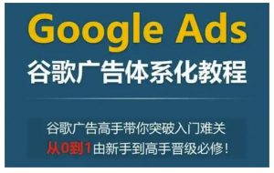 Google Ads谷歌广告体系化教程，谷歌广告高手带你突破入门难关，从0到1由新手到高手晋级必修-天韵资源网