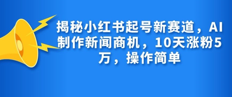 揭秘小红书起号新赛道，AI制作新闻商机，10天涨粉1万，操作简单-天韵资源网