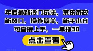 年底最新冷门玩法，京东家政新风口，操作简单，新手小白可直接上手，一单挣30【揭秘】-天韵资源网