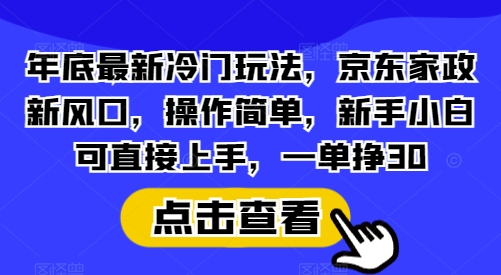 年底最新冷门玩法，京东家政新风口，操作简单，新手小白可直接上手，一单挣30【揭秘】-天韵资源网