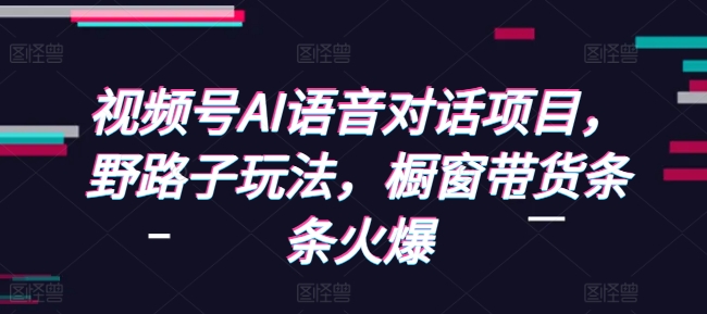 视频号AI语音对话项目，野路子玩法，橱窗带货条条火爆-天韵资源网