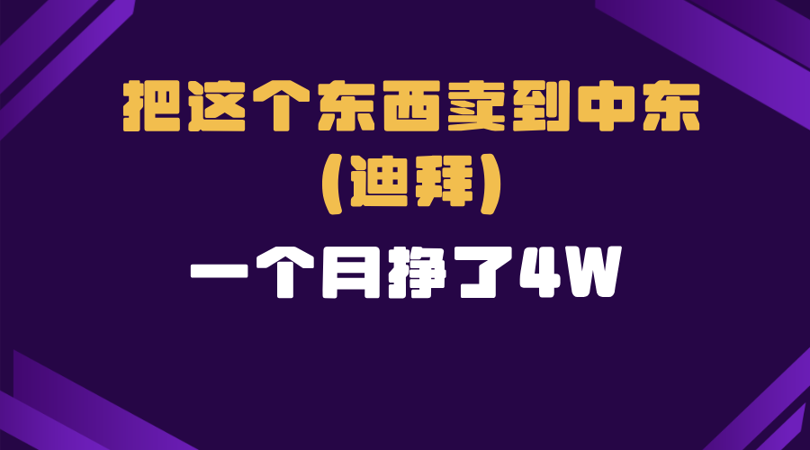 跨境电商一个人在家把货卖到迪拜，暴力项目拆解-天韵资源网