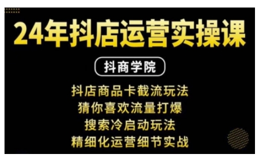 抖音小店运营实操课：抖店商品卡截流玩法，猜你喜欢流量打爆，搜索冷启动玩法，精细化运营细节实战-天韵资源网