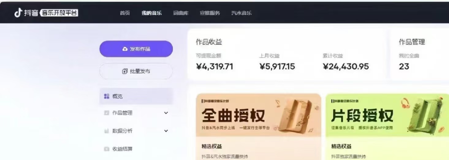 抖音汽水音乐人计划无脑月入5000+操作简单实操已落地-天韵资源网