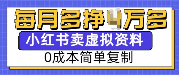 小红书虚拟资料项目，0成本简单复制，每个月多挣1W【揭秘】-天韵资源网