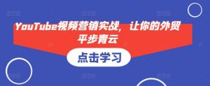 YouTube视频营销实战，让你的外贸平步青云-天韵资源网
