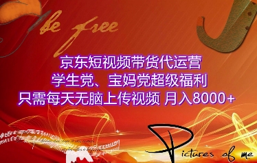 京东短视频带货代运营，学生党、宝妈党超级福利，只需每天无脑上传视频，月入8000+【仅揭秘】-天韵资源网