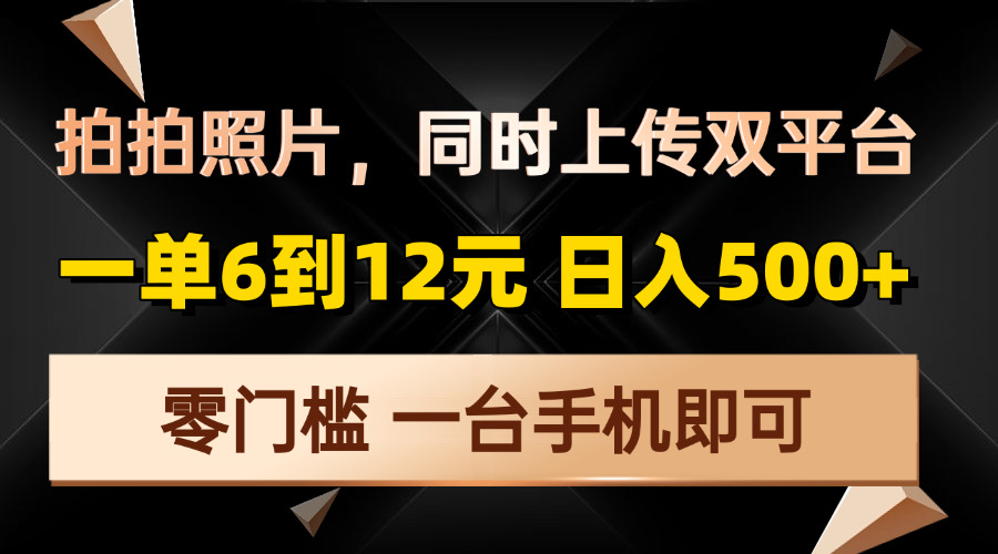 拍拍照片，同时上传双平台，一单6到12元，轻轻松松日入500+，零门槛，…-天韵资源网