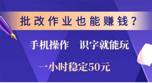 批改作业也能赚钱？0门槛手机项目，识字就能玩！一小时50元！-天韵资源网