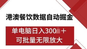 港澳数据全自动掘金，单电脑日入5张，可矩阵批量无限操作【仅揭秘】-天韵资源网