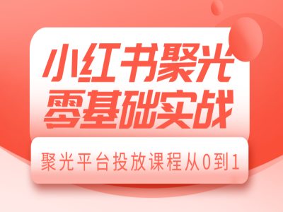 小红书聚光零基础实战，聚光平台投放课程从0到1-天韵资源网