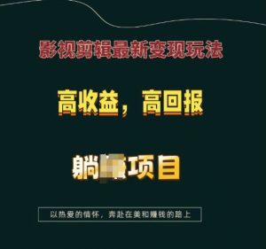 影视剪辑最新变现玩法，高收益，高回报，躺Z项目【揭秘】-天韵资源网