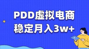 PDD虚拟电商教程，稳定月入3w+，最适合普通人的电商项目-天韵资源网