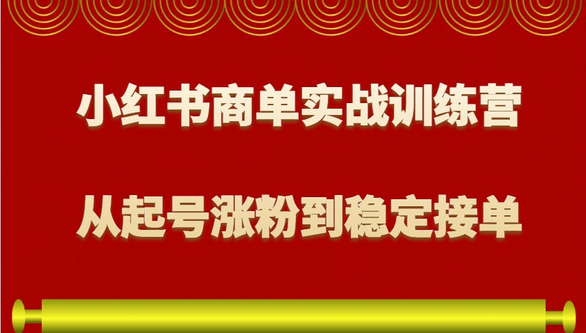 小红书商单实战训练营，从0到1教你如何变现，从起号涨粉到稳定接单，适合新手-天韵资源网