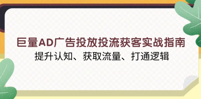 巨量AD广告投放投流获客实战指南，提升认知、获取流量、打通逻辑-天韵资源网