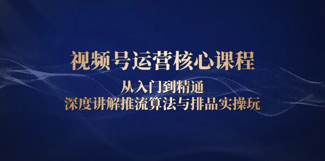 视频号运营核心课程，从入门到精通，深度讲解推流算法与排品实操玩-天韵资源网