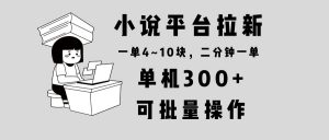 小说平台拉新，单机300+，两分钟一单4~10块，操作简单可批量。-天韵资源网