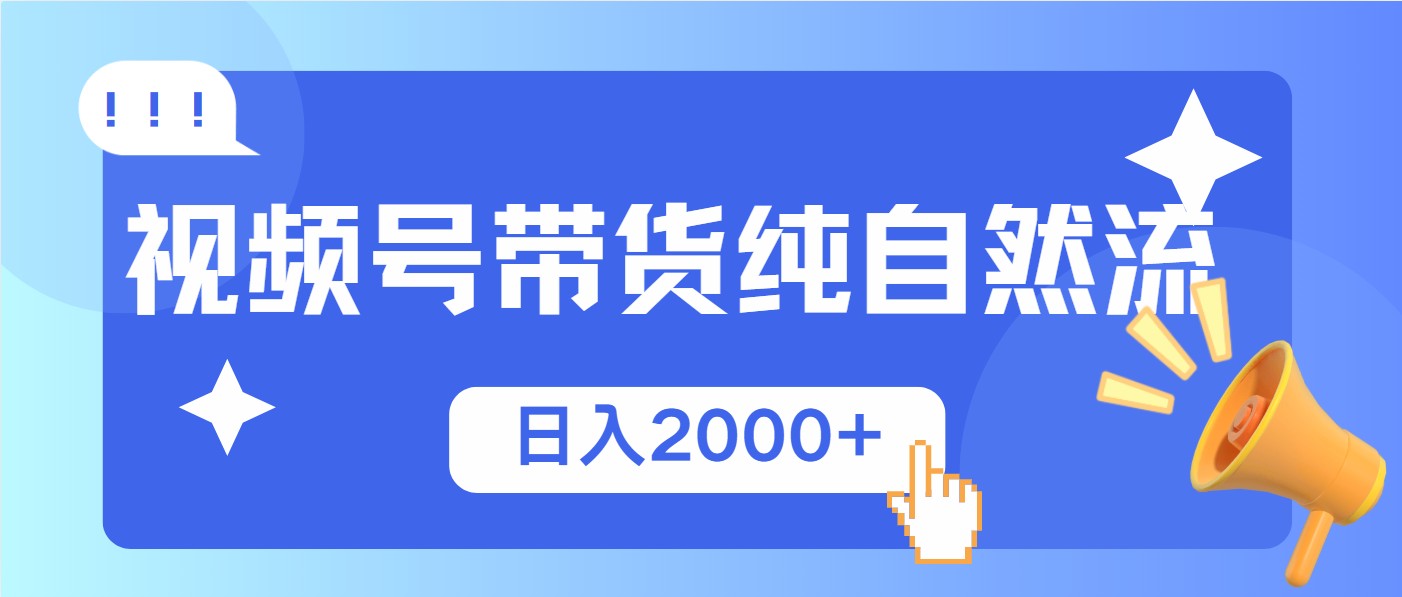 视频号带货，纯自然流，起号简单，爆率高轻松日入2000+-天韵资源网