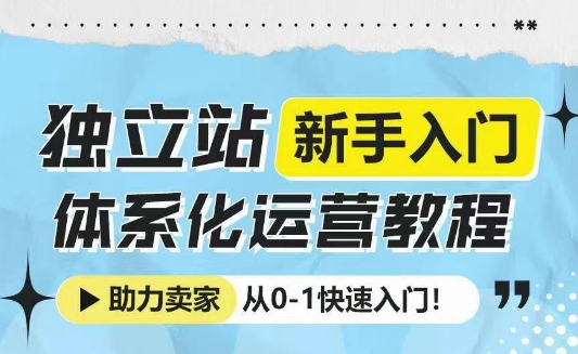 独立站新手入门体系化运营教程，助力独立站卖家从0-1快速入门!-天韵资源网