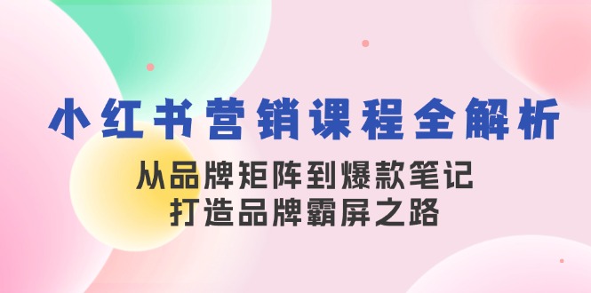小红书营销课程全解析，从品牌矩阵到爆款笔记，打造品牌霸屏之路-天韵资源网