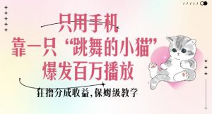 只用手机靠一只“跳舞的小猫”爆发百万播放，狂撸分成收益，保姆级教学-天韵资源网