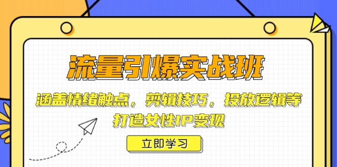 流量引爆实战班，涵盖情绪触点，剪辑技巧，投放逻辑等，打造女性IP变现-天韵资源网