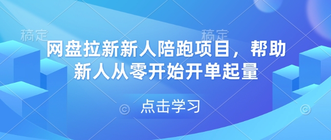 网盘拉新新人陪跑项目，帮助新人从零开始开单起量-天韵资源网