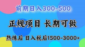 前期一天收益500，熟练后一天收益2000-3000-天韵资源网