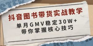抖音图书带货实战教学，单月GMV稳定30W+，带你掌握核心技巧-天韵资源网