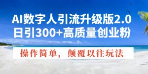 AI数字人引流升级版2.0，日引300+高质量创业粉，操作简单，颠覆以往玩法-天韵资源网