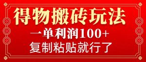 得物搬砖无门槛玩法，一单利润100+，无脑操作会复制粘贴就行-天韵资源网