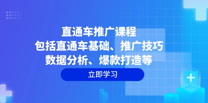 直通车推广课程：包括直通车基础、推广技巧、数据分析、爆款打造等-天韵资源网