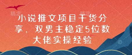 小说推文项目干货分享，双男主稳定5位数大佬实操经验-天韵资源网