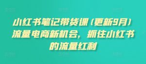 小红书笔记带货课(更新25年1月)流量电商新机会,抓住小红书的流量红利-天韵资源网