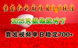 京东红利项目3.0玩法，2025只做他就对了，靠发视频单日稳定700+-天韵资源网