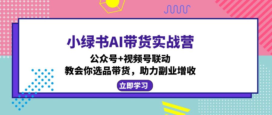 小绿书AI带货实战营：公众号+视频号联动，教会你选品带货，助力副业增收-天韵资源网
