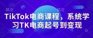 TikTok电商课程，​系统学习TK电商起号到变现-天韵资源网
