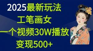 2025最新玩法，工笔画美女，一个视频30万播放变现500+-天韵资源网