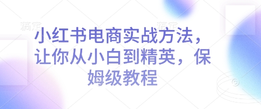 小红书电商实战方法，让你从小白到精英，保姆级教程-天韵资源网
