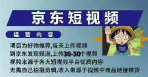 京东短视频带货课,无需自己拍摄剪辑,保姆式教学,两天快速上手-天韵资源网