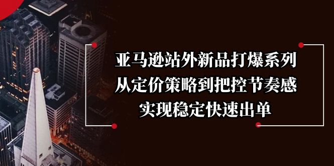 亚马逊站外新品打爆系列，从定价策略到把控节奏感，实现稳定快速出单-天韵资源网