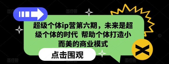 超级个体ip营第六期，未来是超级个体的时代  帮助个体打造小而美的商业模式-天韵资源网