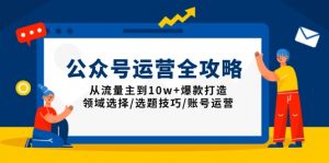公众号运营全攻略:从流量主到10w+爆款打造,领域选择/选题技巧/账号运营-天韵资源网