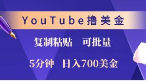 YouTube复制粘贴撸美金,5分钟就熟练,1天收入700美金!!收入无上限,可批量!-天韵资源网
