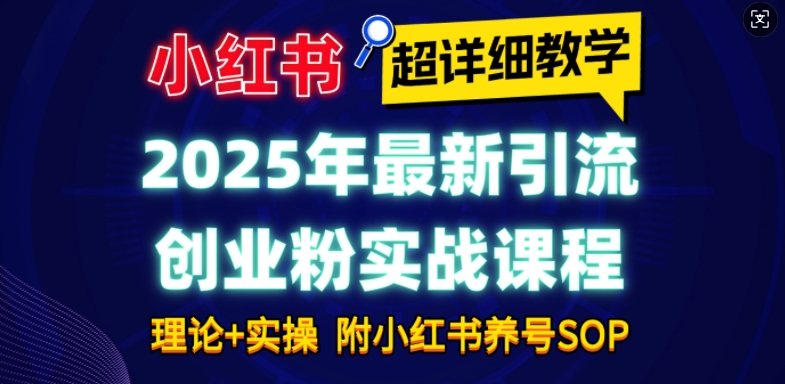 2025年最新小红书引流创业粉实战课程【超详细教学】小白轻松上手，月入1W+，附小红书养号SOP-天韵资源网