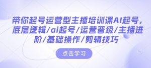 带你起号运营型主播培训课AI起号,底层逻辑/ai起号/运营晋级/主播进阶/基础操作/剪辑技巧-天韵资源网